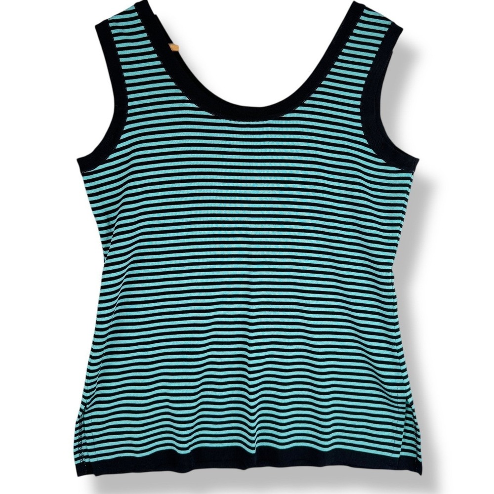 Exclusively Misook Striped Tank Top Size‎ Medium Knit Capsule Wardrobe Corporate